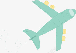 卡通绿色旅游飞机矢量图素材