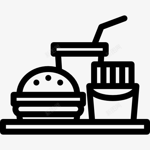 快餐图标png_新图网 https://ixintu.com 健康 垃圾食品 汉堡 汉堡包 炸土豆 软饮料 食品