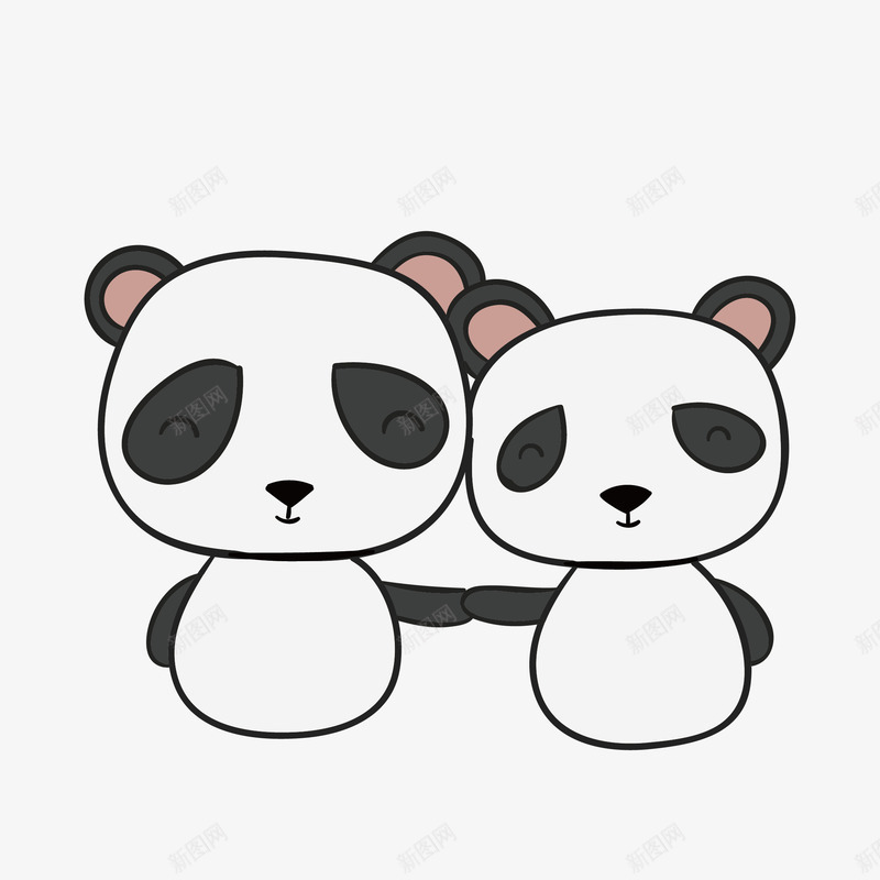 黑白简约小熊猫动物png免抠素材_新图网 https://ixintu.com 创意 动物 卡通 可爱 图案 大熊猫 小清新 小熊填色 小熊猫 生物 装饰