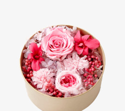 粉色玫瑰花装饰礼盒素材