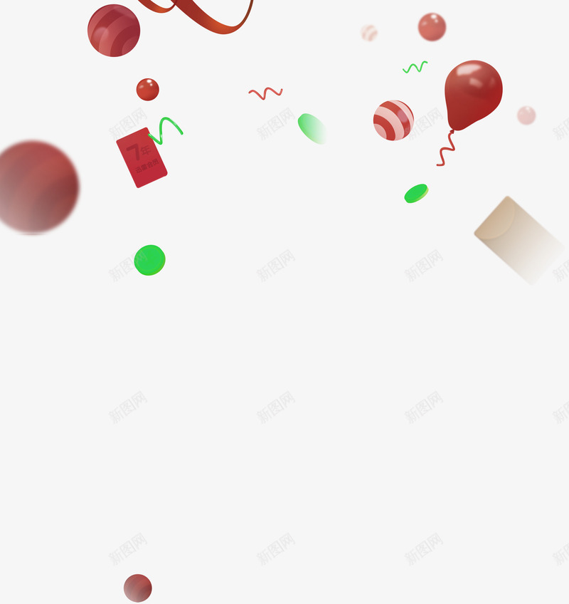 红色简约圆圈彩带漂浮png免抠素材_新图网 https://ixintu.com 免抠PNG 圆圈 彩带 漂浮素材 简约 红色