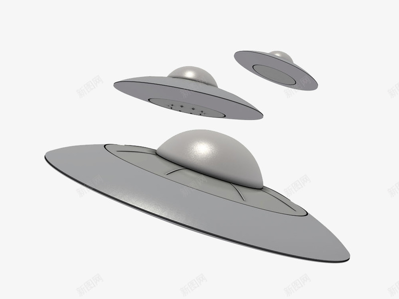 飞碟模型png免抠素材_新图网 https://ixintu.com 机械设计 灰色 造型设计 飞碟设计 飞行物