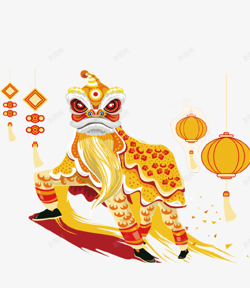 金色新年瑞兽装饰图案png免抠素材_新图网 https://ixintu.com 吊坠 新年 新春 灯笼 瑞兽 装饰图案 贺春 金色