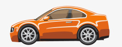 卡通手绘橙色的汽车素材