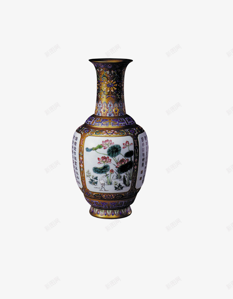 精美花瓶png免抠素材_新图网 https://ixintu.com 古董 复古 瓷器 精美 艺术品 花瓶 荷花图案