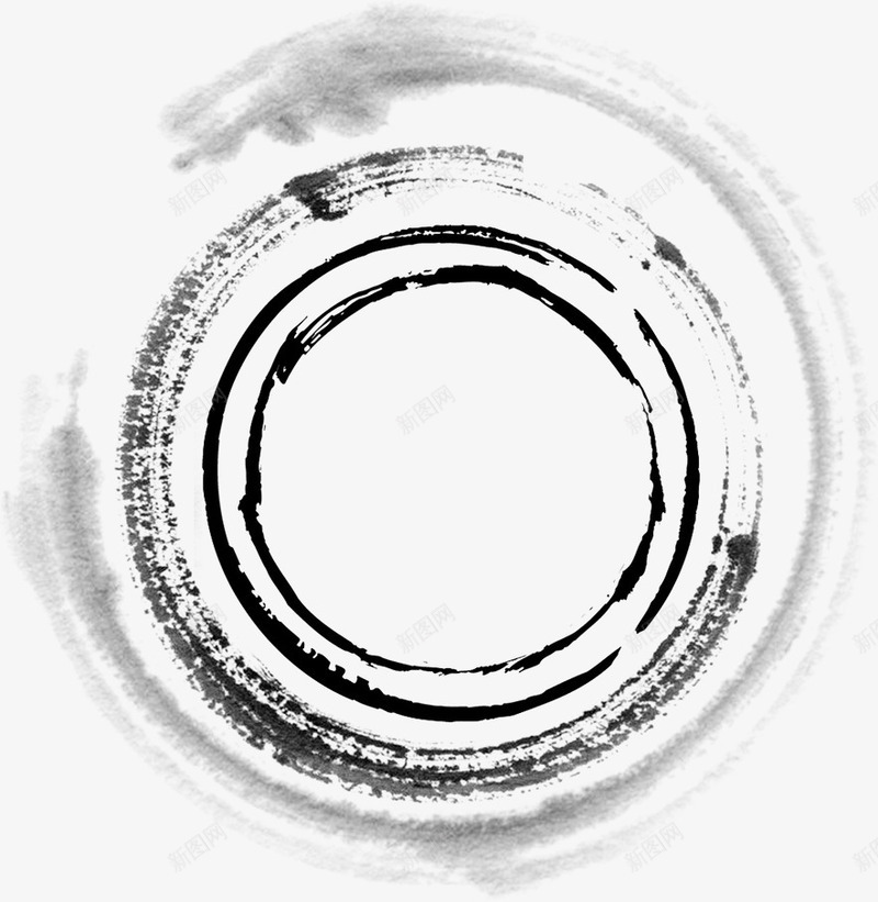 水墨png免抠素材_新图网 https://ixintu.com 圆圈 旋转 黑白
