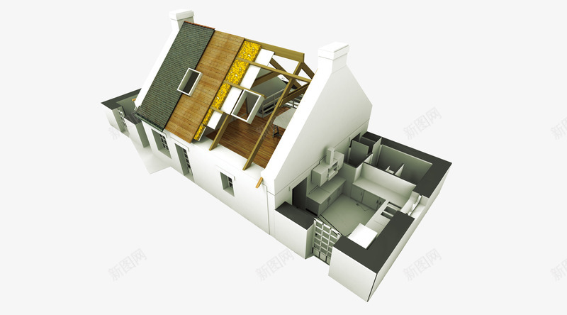 房屋模型俯视解剖图png免抠素材_新图网 https://ixintu.com 俯视 房屋 构造 设计