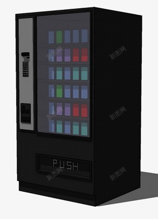 黑色自动售货机模型png免抠素材_新图网 https://ixintu.com 售货机 模型 自动 黑色