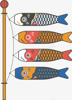 彩色鲤鱼旗彩色日本鲤鱼旗矢量图高清图片