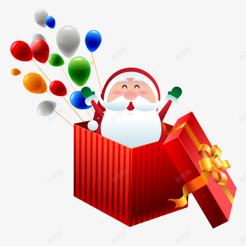 圣诞老人礼盒元素png免抠素材_新图网 https://ixintu.com 冬季 卡通 圣诞狂欢 圣诞老人 圣诞节 手绘 气球 礼盒