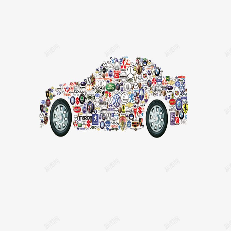 拼图汽车png免抠素材_新图网 https://ixintu.com 创新 拼图 标志 汽车