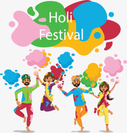 霍利节派对印度泼彩节狂欢派对矢量图高清图片