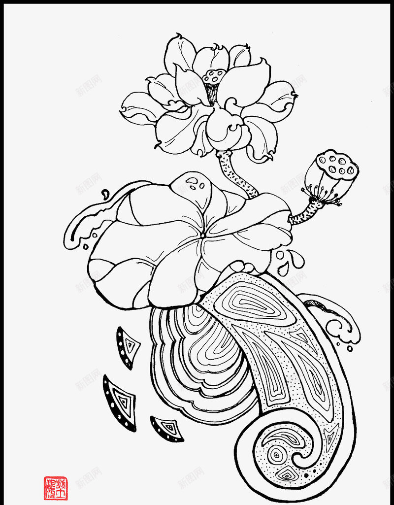 装饰画荷花儿线稿png图片免费下载 素材0nkqgkagv 新图网 装饰画荷花儿线稿png图片免费下载 素材0nkqgkagv 新图网