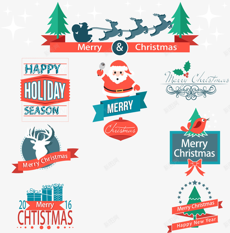 圣诞节各种标题麋鹿圣诞老人png免抠素材_新图网 https://ixintu.com 圣诞老人 标题 礼盒 麋鹿