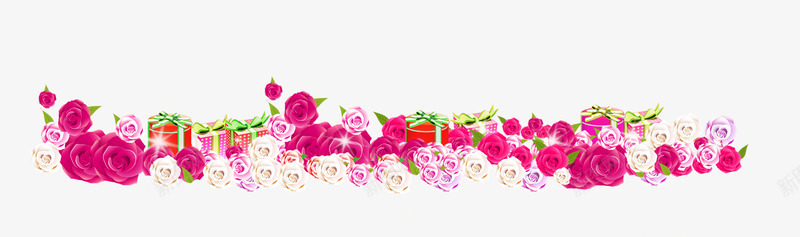 紫色玫瑰psd免抠素材_新图网 https://ixintu.com 白色花 礼品盒 礼物盒 礼盒 粉色花 紫色玫瑰 花朵