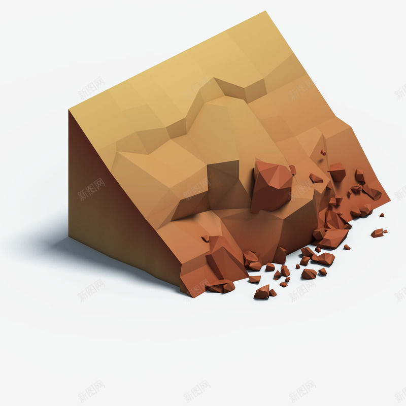 棕色山体3D模型png免抠素材_新图网 https://ixintu.com 块状 山体 山块 碎块 立体 等轴3D 高清 高端