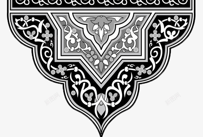 伊斯兰风格的黑白装饰框png免抠素材_新图网 https://ixintu.com 伊斯兰图案 伊斯兰风格 名族 特色 纹饰 花纹 装饰 装饰框 黑白