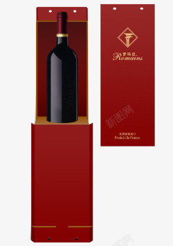 红酒盒绳子红酒一瓶高清图片