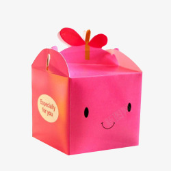 桃红色笑脸平安果包装盒素材