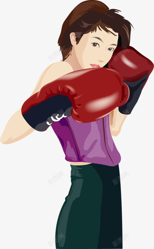 一个在玩拳击的女生png免抠素材_新图网 https://ixintu.com 健康 女生 拳击 运动