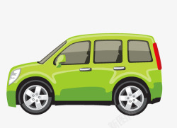 卡通手绘绿色的汽车素材