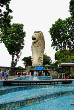 新加坡风景新加坡鱼尾狮特写高清图片