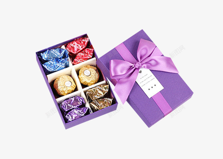 紫色巧克力盒伴手礼盒png免抠素材_新图网 https://ixintu.com 伴手礼 精美礼盒 糖果礼盒 紫色蝴蝶结