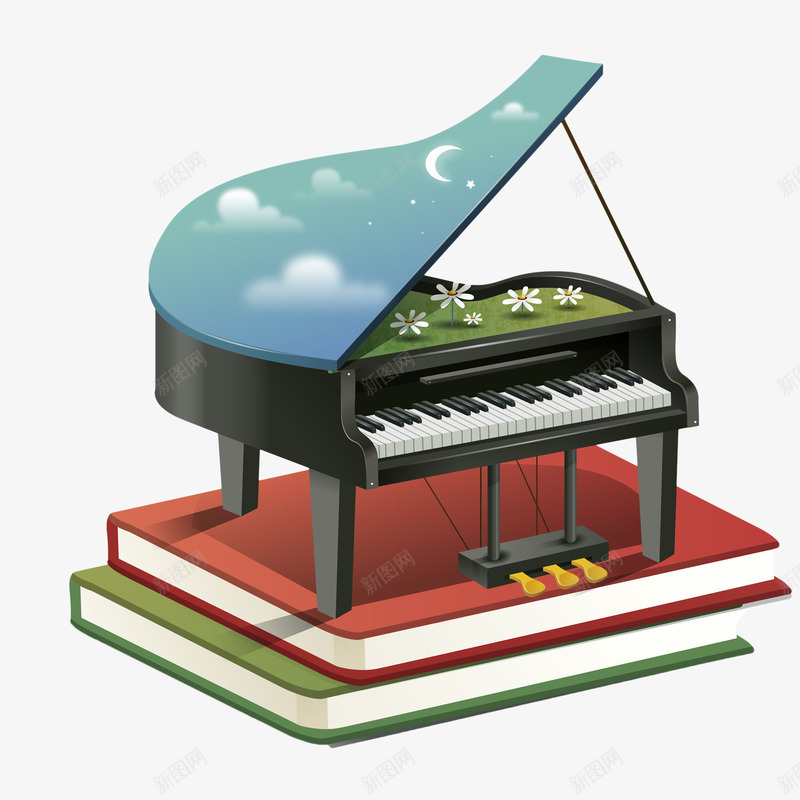 手绘钢琴模型png免抠素材_新图网 https://ixintu.com 乐器 书本 手绘 琴键 钢琴 钢琴模型 音乐 黑白钢琴键
