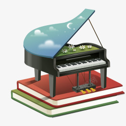 音乐手绘钢琴模型高清图片