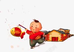 中国风喜庆新年小孩装饰素材