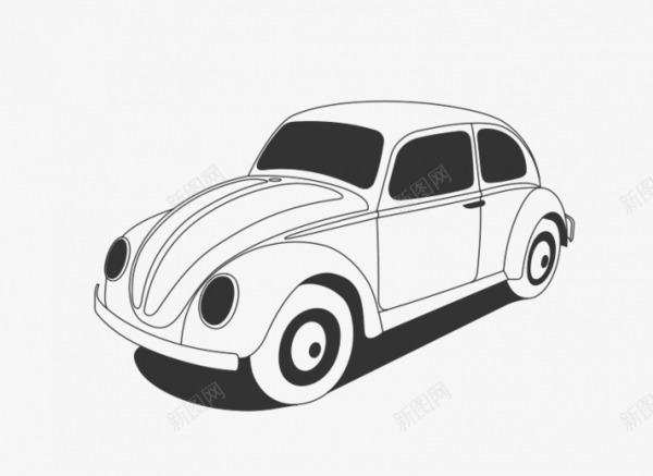 卡通白色金龟车汽车模型png免抠素材_新图网 https://ixintu.com 卡通手绘 汽车模型 白色汽车 金龟车