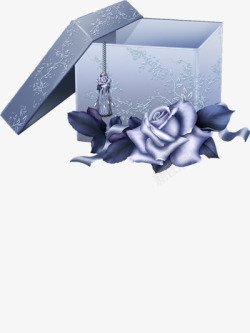 蓝玫瑰装饰蕾丝礼盒素材