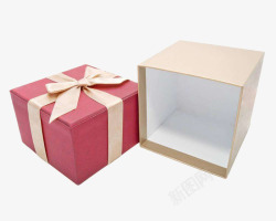 带盖子包装盒打开的金色彩带装饰风格礼盒高清图片