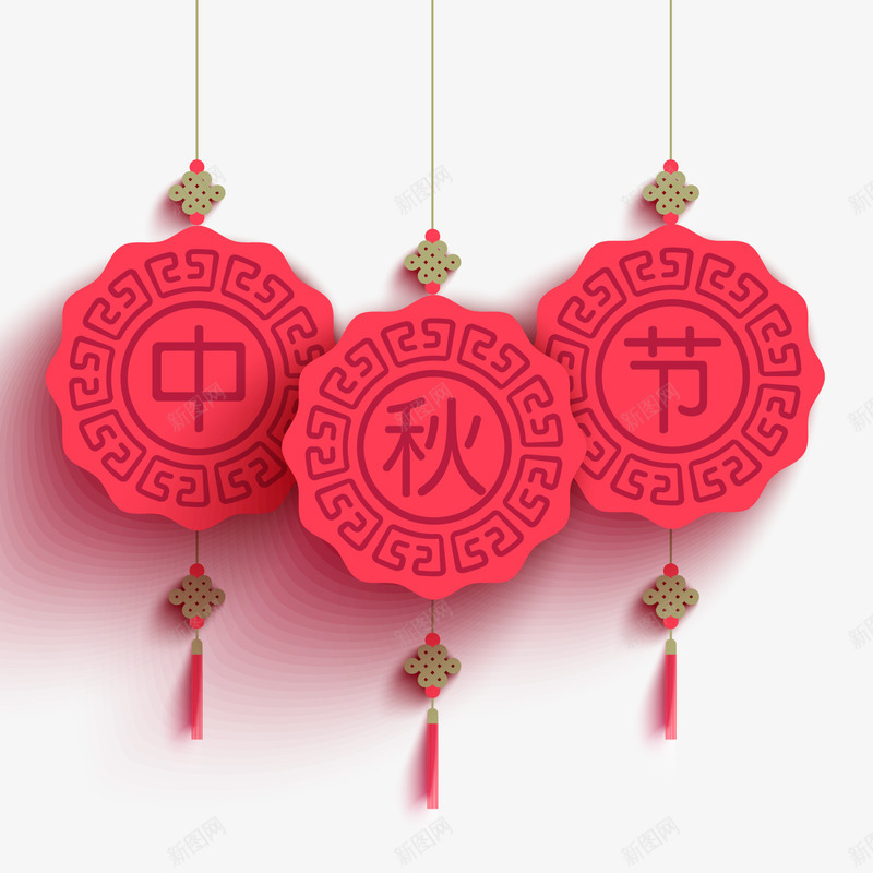 红色中秋节灯笼png免抠素材_新图网 https://ixintu.com 中秋节灯笼 卡通灯笼 红色灯笼 背景装饰