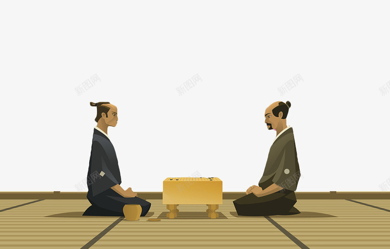 手绘日本棋手对弈png免抠素材_新图网 https://ixintu.com 下棋卡通 围棋 对弈 手绘 手绘下棋 日本棋手 棋子