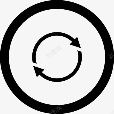 箭头循环的圆形按钮图标图标