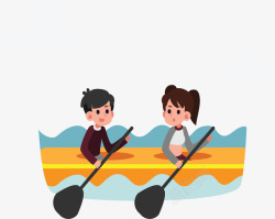 夏季旅游海中皮划艇矢量图素材