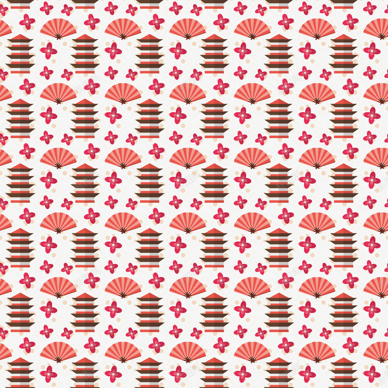折扇背景png免抠素材_新图网 https://ixintu.com 和风 和风花纹 塔 折扇矢量 日本 红色
