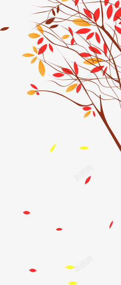 秋天落叶树枝装饰素材