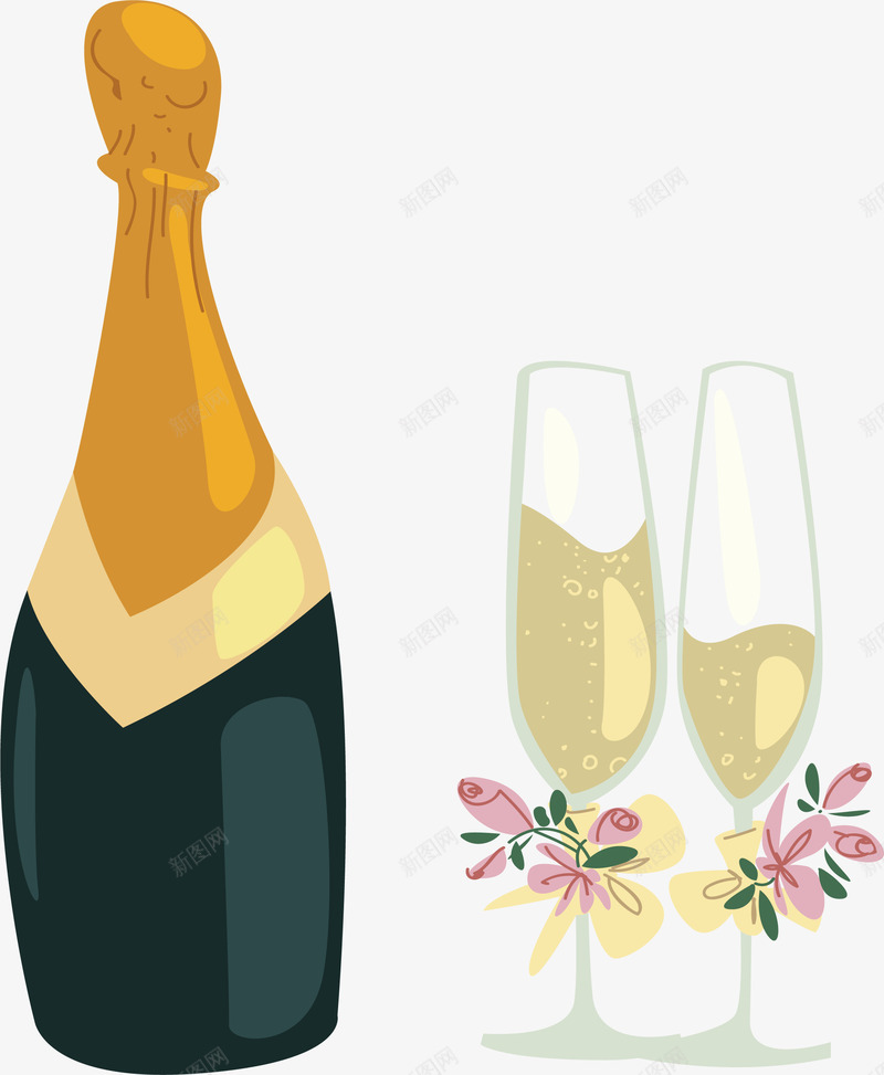 庆祝派对香槟png免抠素材_新图网 https://ixintu.com 干杯 洋酒 狂欢派对 矢量素材 香槟