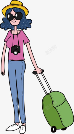带上背包出行卡通旅游人物戴墨镜的背包客矢量图高清图片