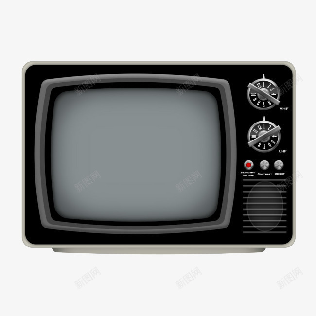 黑白电视机png免抠素材_新图网 https://ixintu.com 显示器 电器 电视机 黑白电视