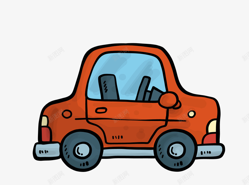 卡通手绘水彩汽车png免抠素材_新图网 https://ixintu.com 创意 动漫动画 卡通 手绘 橙色的车辆 水彩汽车