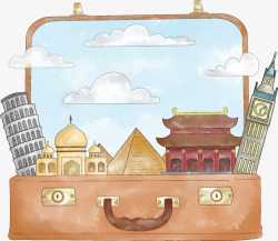 拉行礼箱的人物旅行出行的行李箱矢量图高清图片