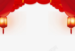 红色背景新春灯笼装饰素材