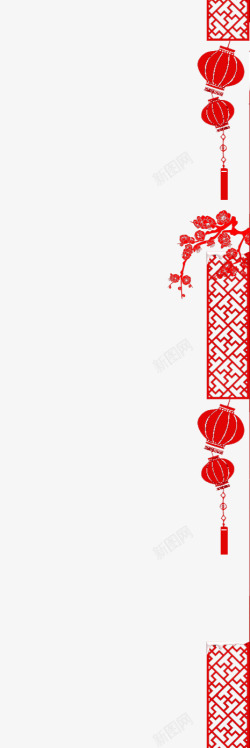 红灯笼窗户中国风元素装饰素材