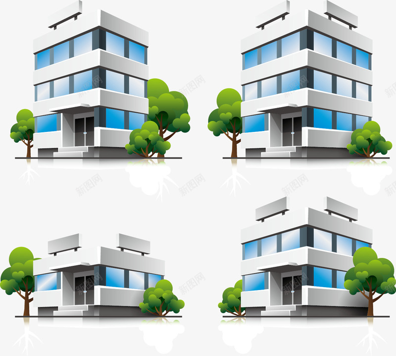 房屋模型矢量图eps免抠素材_新图网 https://ixintu.com 别墅模型 建筑 房屋模型 矢量图