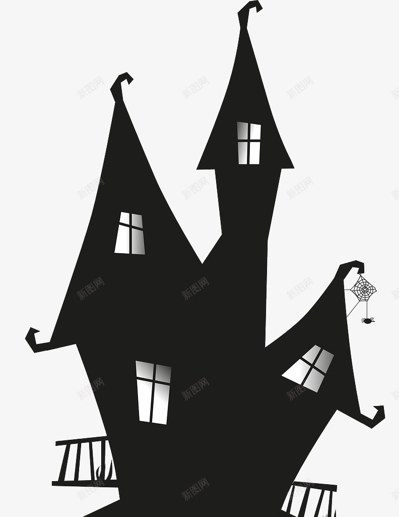 小房子png免抠素材_新图网 https://ixintu.com 万圣节 屋子 狂欢 窗户 黑色