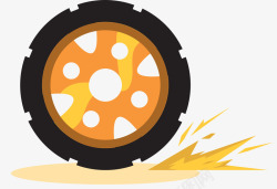 汽车轮毂开业黄色奔跑的火焰轮毂高清图片