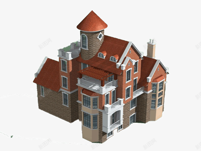 红色屋顶建筑模型png免抠素材_新图网 https://ixintu.com 住宅 建筑 建筑物 模型 红色 红色屋顶